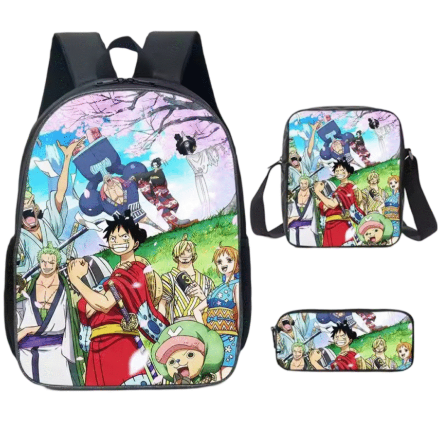 3Pcs/set Anime One Piece Luffy With Friends Schoolbag