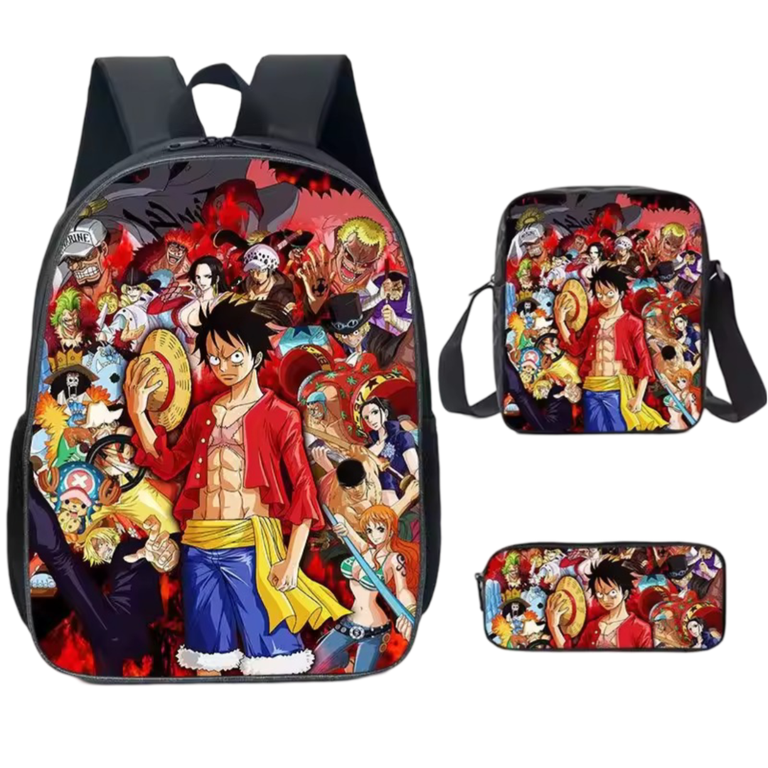 3Pcs/set Anime One Piece Luffy With Friends Schoolbag 3Pcs/set Anime One Piece Luffy With Friends Schoolbag