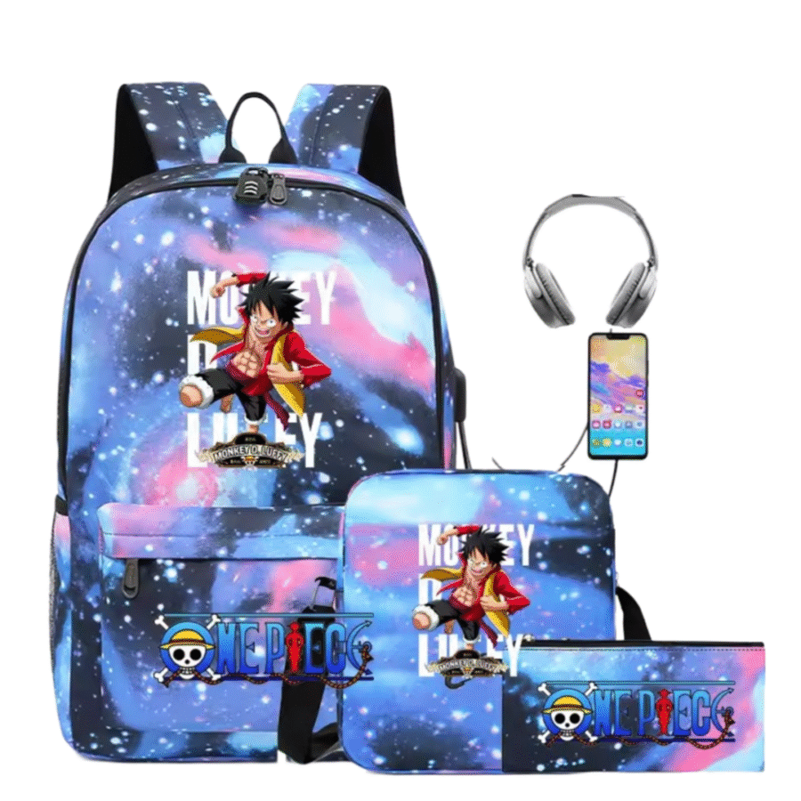 3Pcs/set Anime One Piece Monkey D. Luffy Recharged Backpack 3Pcs/set Anime One Piece Monkey D. Luffy Recharged Backpack