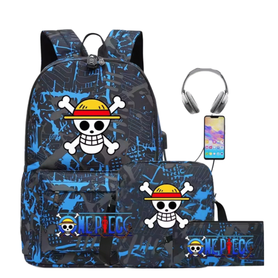 3Pcs/set Anime One Piece Straw Hat Pirates Symbol Recharged Backpack 3Pcs/set Anime One Piece Straw Hat Pirates Symbol Recharged Backpack