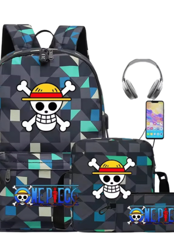 3Pcs/set One Piece Straw Hat Pirates Symbol Anime Recharged Backpack