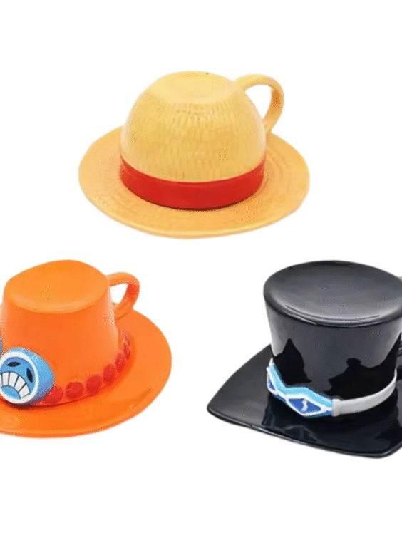 3Pcs/set Anime One Piece Hat Shaped Ceramic Coffee Cup