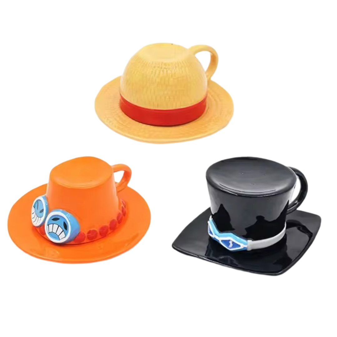 3Pcs/set Anime One Piece Hat Shaped Ceramic Coffee Cup 3Pcs/set Anime One Piece Hat Shaped Ceramic Coffee Cup