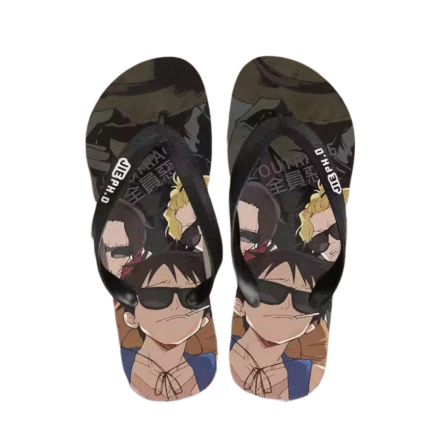 Anime One Piece Luffy With Friends Casual Flip Flop Slipper Anime One Piece Luffy With Friends Casual Flip Flop Slipper