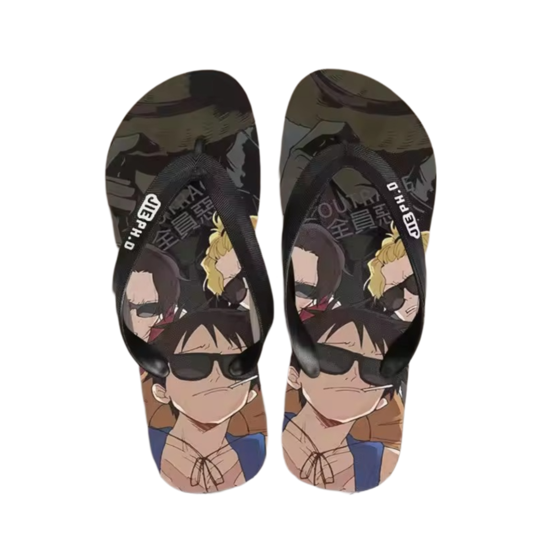 Anime One Piece Luffy With Friends Casual Flip Flop Slipper Anime One Piece Luffy With Friends Casual Flip Flop Slipper