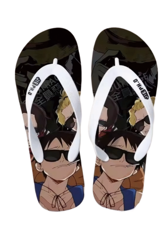 One Piece Anime Luffy With Friends Casual Flip Flop Slipper