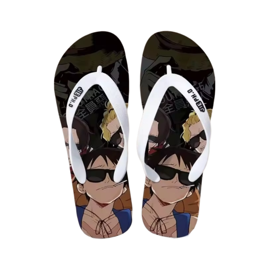 One Piece Anime Luffy With Friends Casual Flip Flop Slipper One Piece Anime Luffy With Friends Casual Flip Flop Slipper
