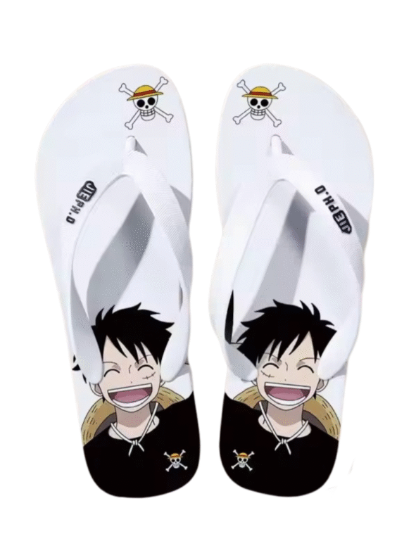Anime One Piece Luffy Casual Flip Flop White Slipper