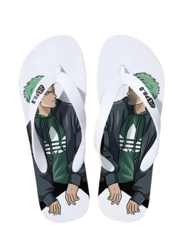Anime One Piece Roronoa Zoro Casual Flip Flop White Slipper