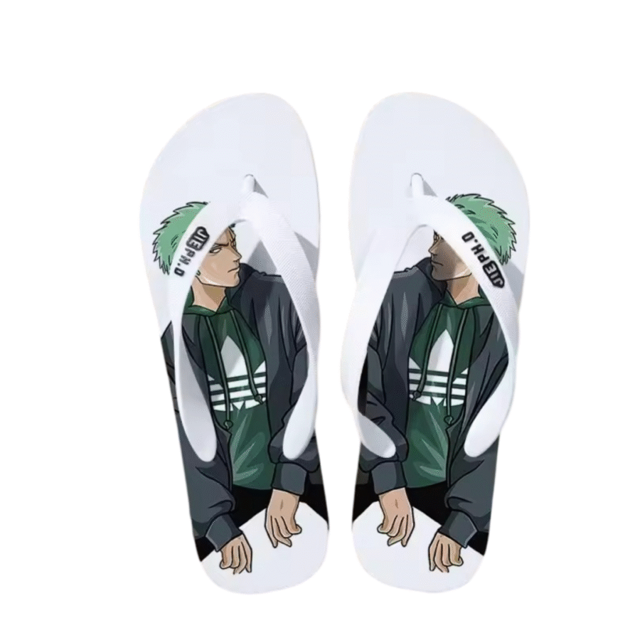 Anime One Piece Roronoa Zoro Casual Flip Flop White Slipper Anime One Piece Roronoa Zoro Casual Flip Flop White Slipper