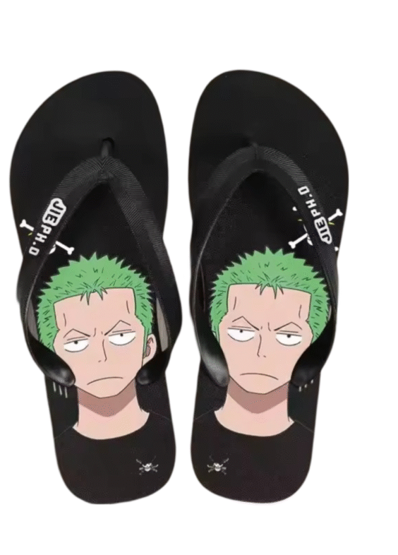 Anime One Piece Roronoa Zoro Casual Flip Flop Black Slipper