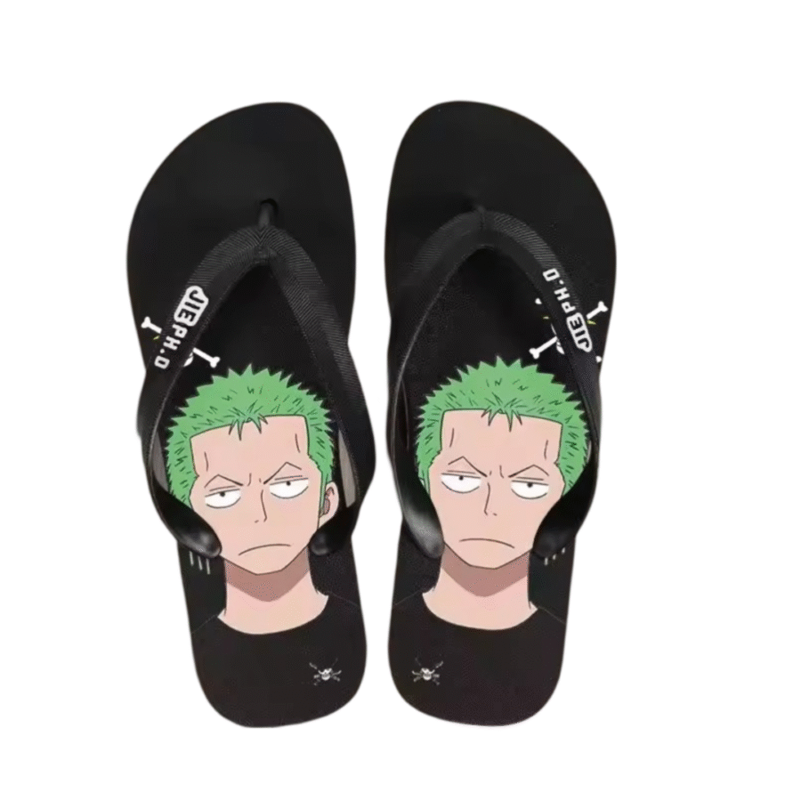 Anime One Piece Roronoa Zoro Casual Flip Flop Black Slipper Anime One Piece Roronoa Zoro Casual Flip Flop Black Slipper