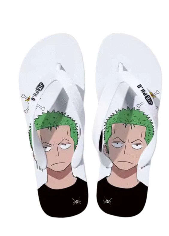 One Piece Anime Roronoa Zoro Casual Flip Flop White Slipper