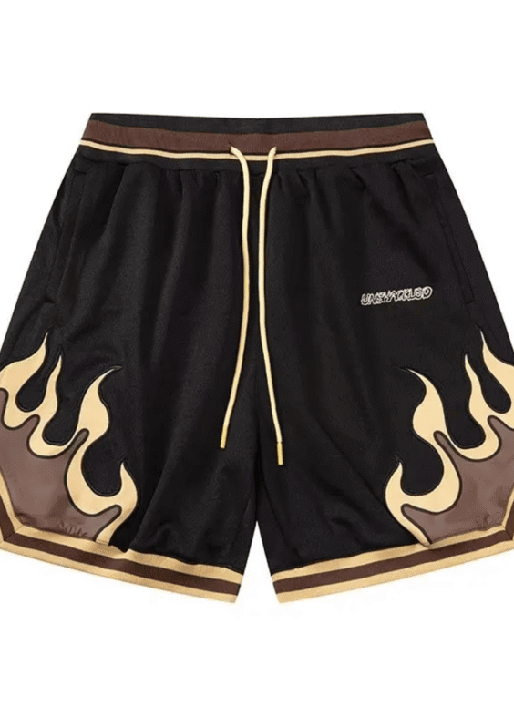 Anime One Piece Flame Pattern Knee Length Basketball Pant