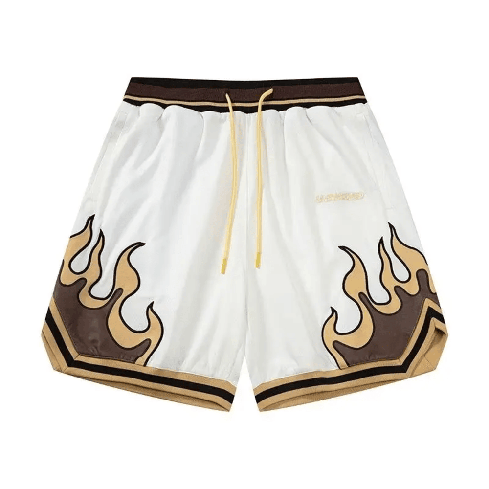 Anime One Piece Flame Pattern Knee Length Basketball Pant Anime One Piece Flame Pattern Knee Length Basketball Pant