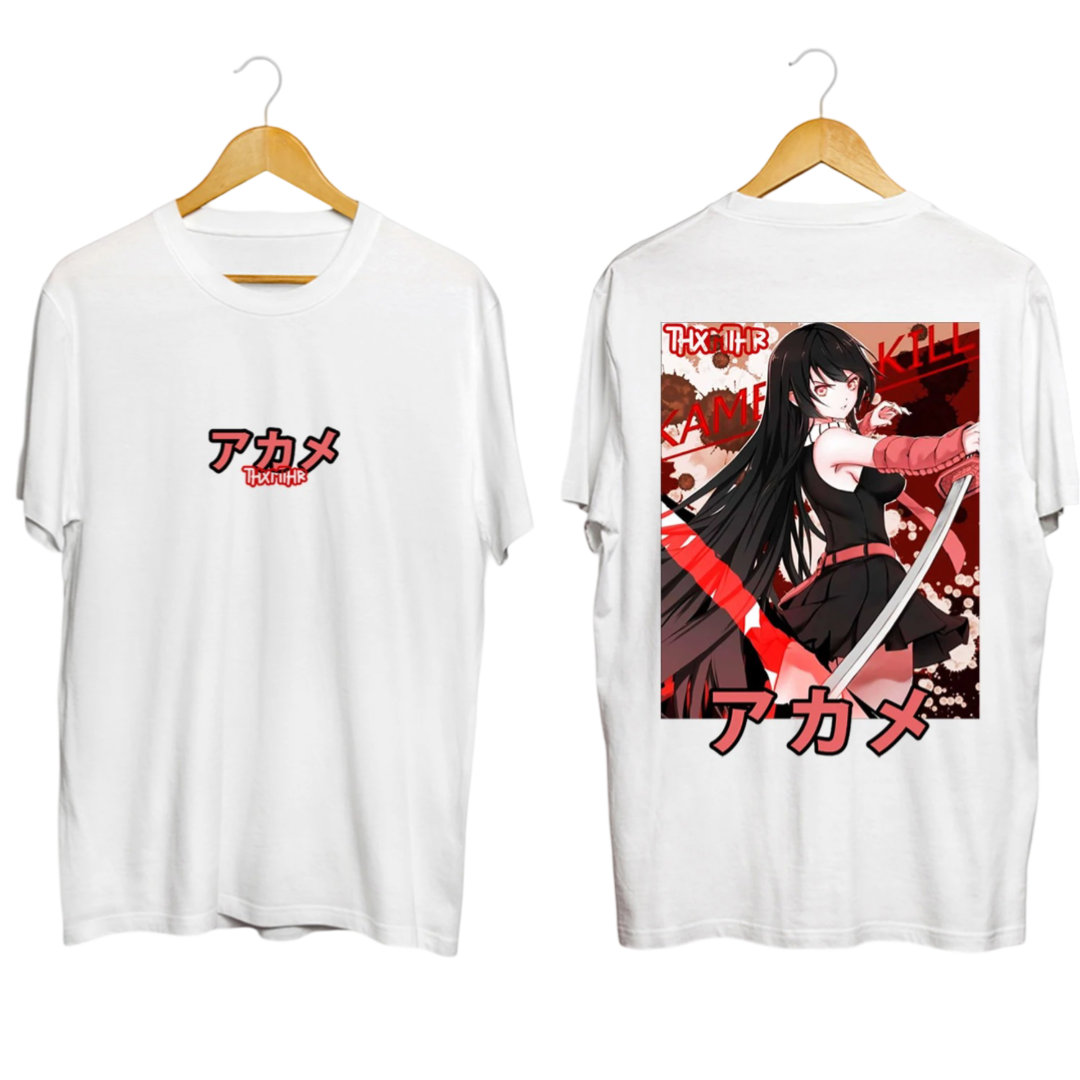 Akame Ga Kill Anime Akame Printed Black And White T-Shirt