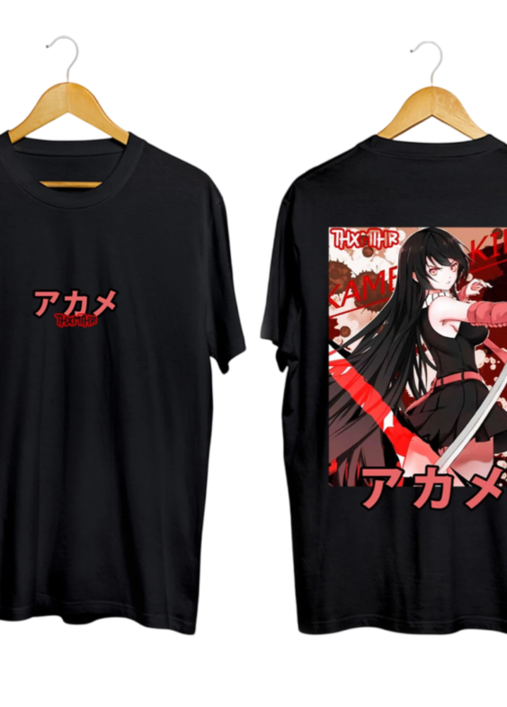 Akame Ga Kill Anime Akame Printed Black And White T-Shirt