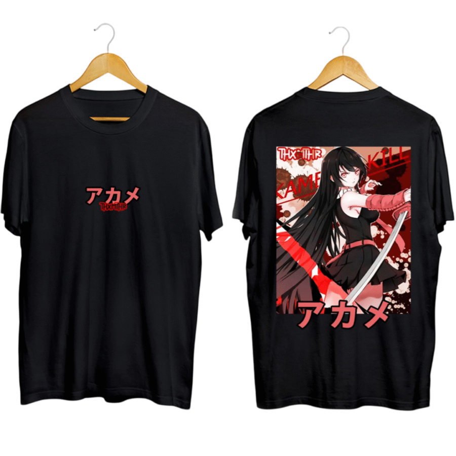 Akame Ga Kill Anime Akame Printed Black And White T-Shirt Akame Ga Kill Anime Akame Printed Black And White T-Shirt