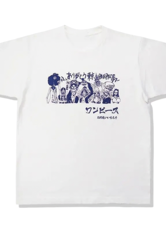 Anime One Piece Straw Hat Pirates Crew White T-Shirt