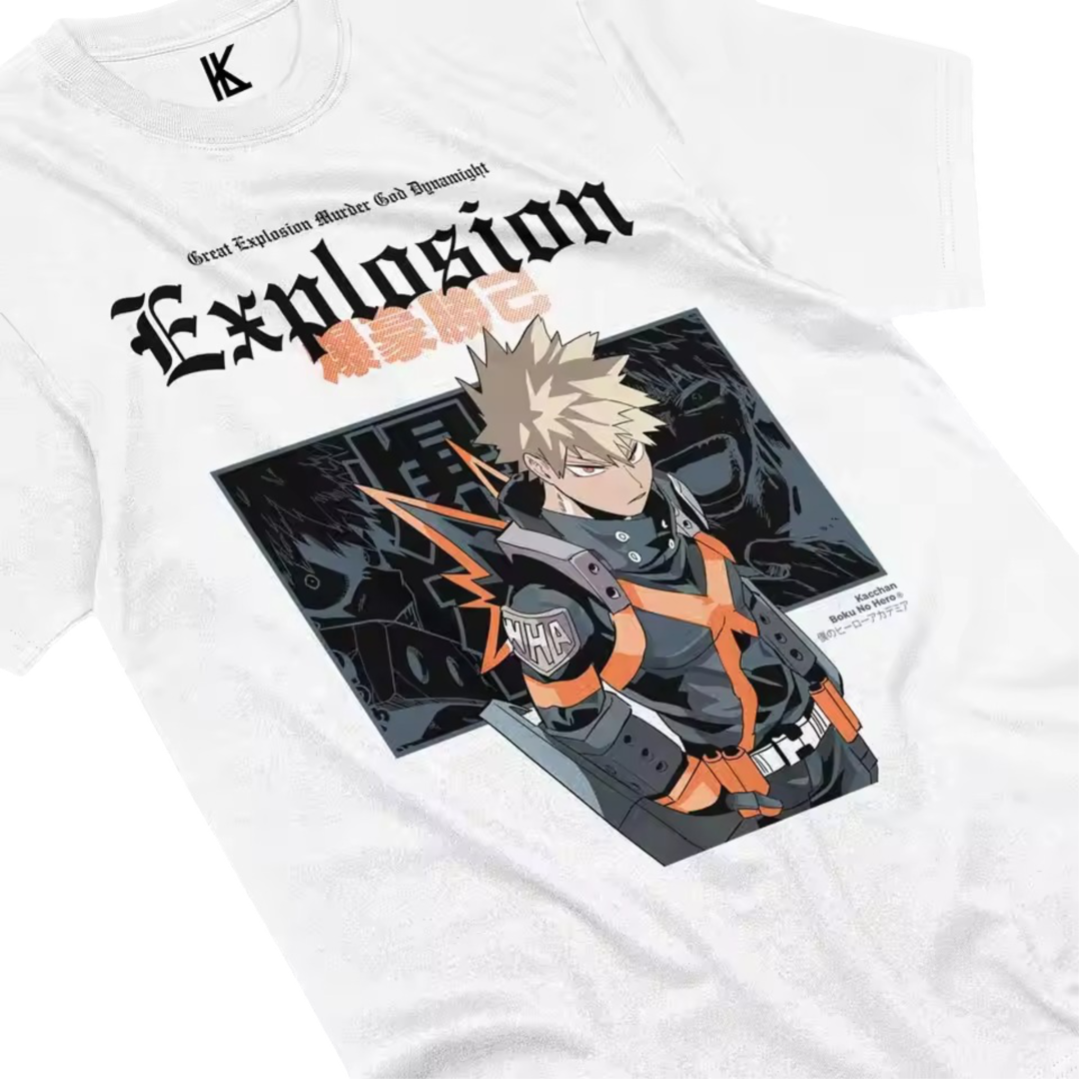 My Hero Academia Anime Katsuki Bakugo White T-Shirt My Hero Academia Anime Katsuki Bakugo White T-Shirt