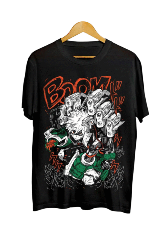 Anime My Hero Academia Katsuki Bakugo Casual Black T-Shirt