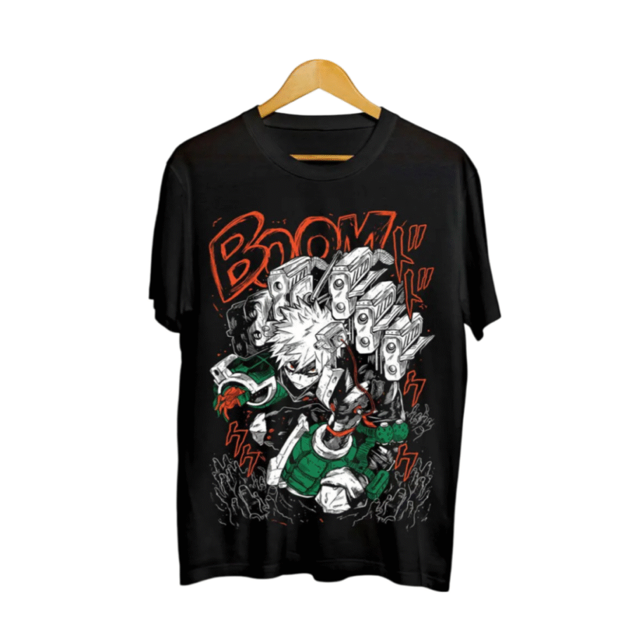 Anime My Hero Academia Katsuki Bakugo Casual Black T-Shirt Anime My Hero Academia Katsuki Bakugo Casual Black T-Shirt