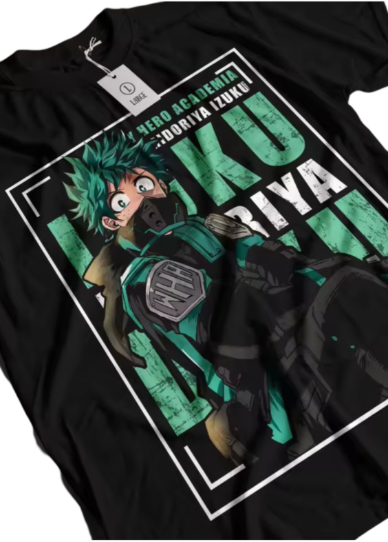 Anime My Hero Academia Izuku Midoriya Black T-Shirt