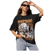 Anime My Hero Academia Katsuki Bakugo Printed Black T-Shirt