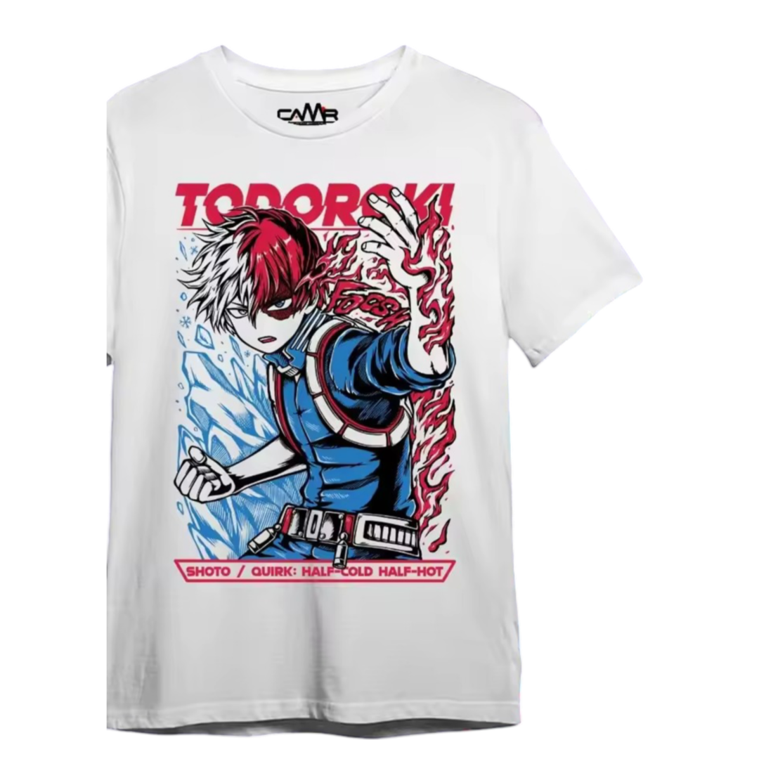 Anime My Hero Academia Shoto Todoroki Black And White T-Shirt 