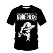 Anime One Piece Monkey D. Luffy Children Black T-Shirt