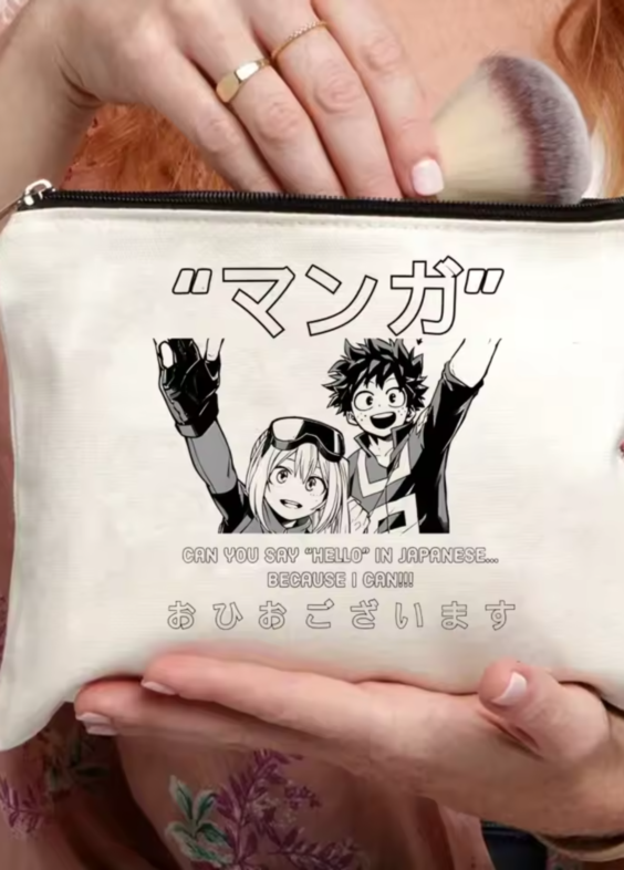 Anime My Hero Academia Izuku Midoriya And Ochaco Uraraka Makeup Bag