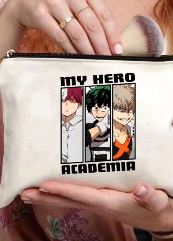 Anime My Hero Academia Izuku And Katsuki With Shoto Makeup Bag