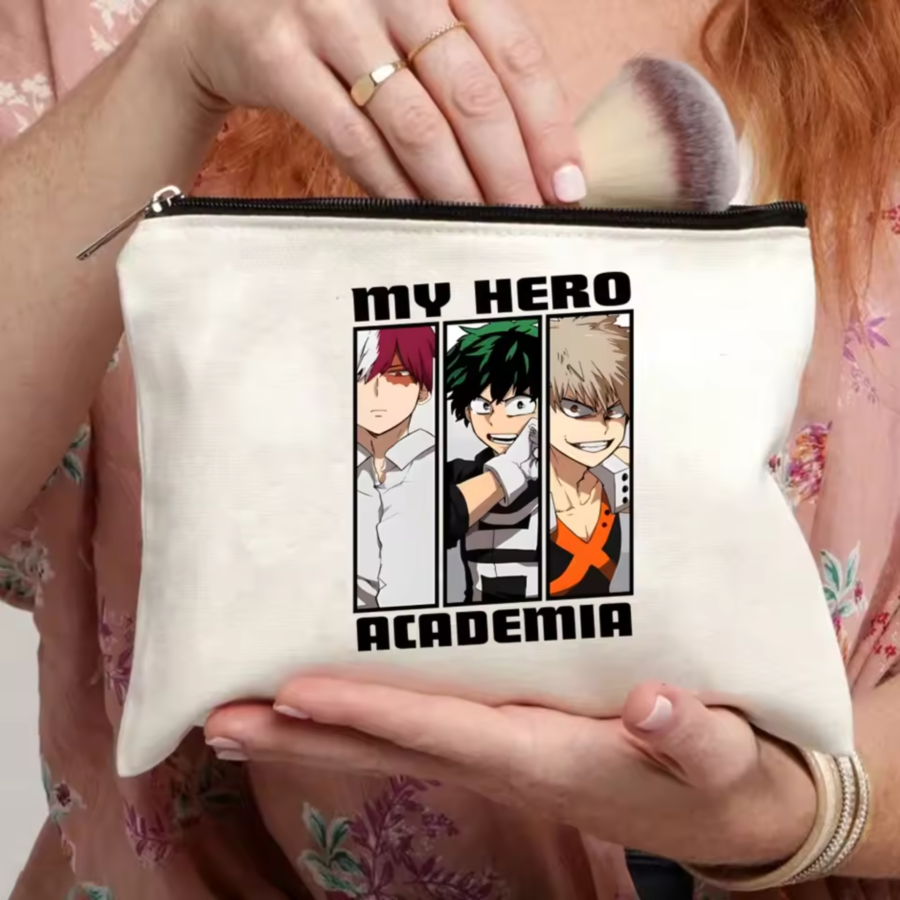 Anime My Hero Academia Izuku And Katsuki With Shoto Makeup Bag