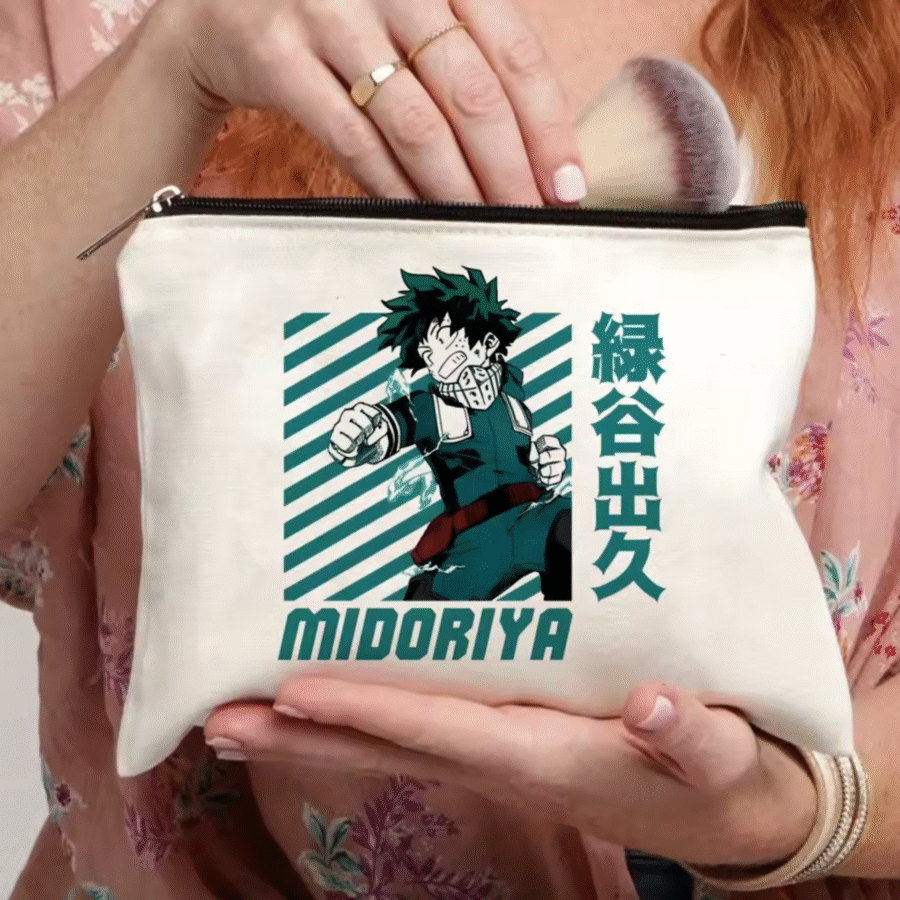 Anime My Hero Academia Izuku Midoriya White Makeup Bag Anime My Hero Academia Izuku Midoriya White Makeup Bag
