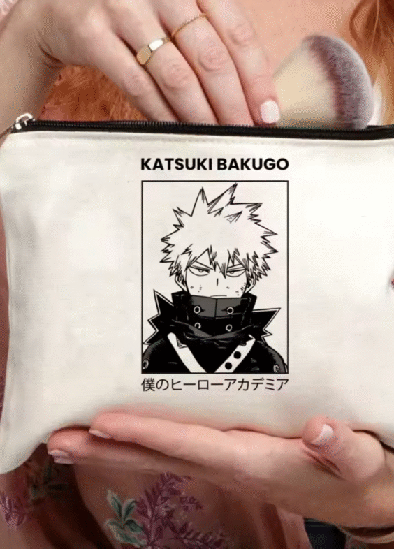 Anime My Hero Academia Katsuki Bakugo White Makeup Bag