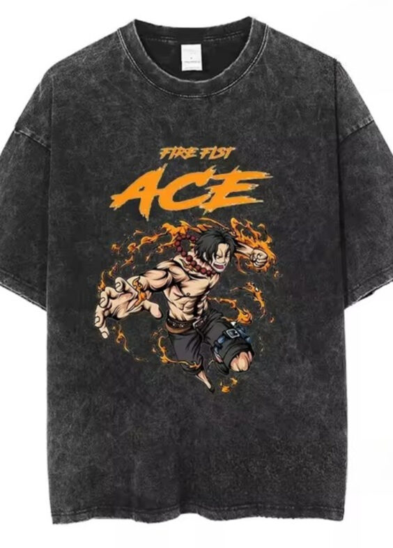 Anime One Piece Portgas D. Ace Printed T-Shirt