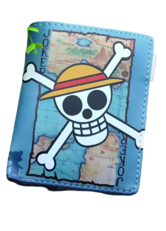 Anime One Piece Straw Hat Pirates Symbol Blue Wallet
