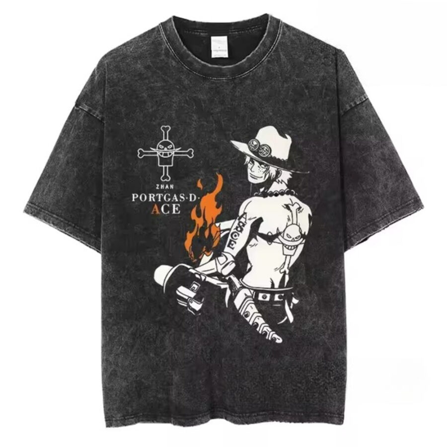 Anime One Piece Portgas D. Ace Winter T-Shirt Anime One Piece Portgas D. Ace Winter T-Shirt