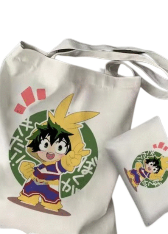 2Pcs Izuku Midoriya Anime Tote Bag Set