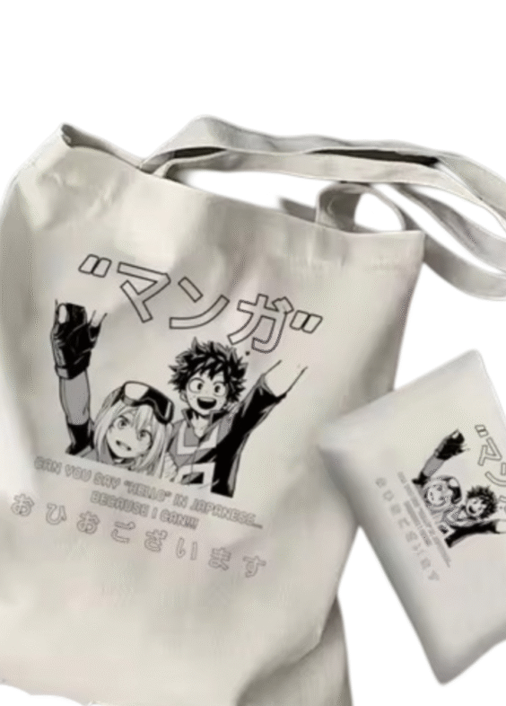 2Pcs Anime Ochaco Uraraka And Izuku Midoriya Tote Bag Set