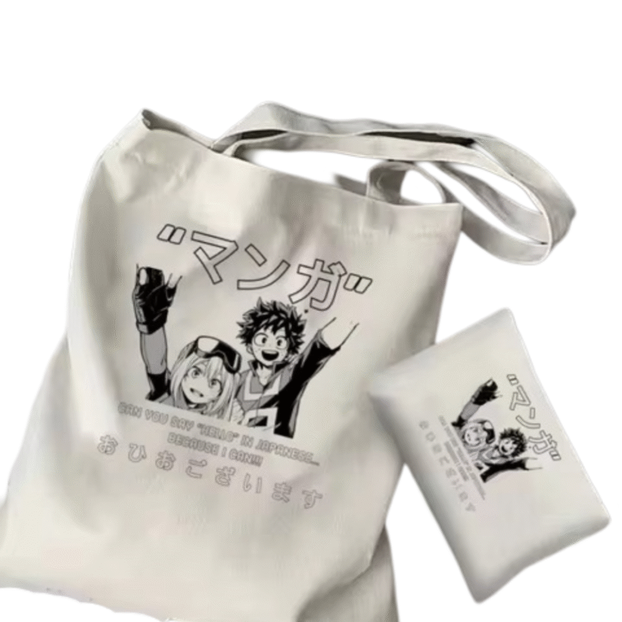2Pcs Anime Ochaco Uraraka And Izuku Midoriya Tote Bag Set 2Pcs Anime Ochaco Uraraka And Izuku Midoriya Tote Bag Set