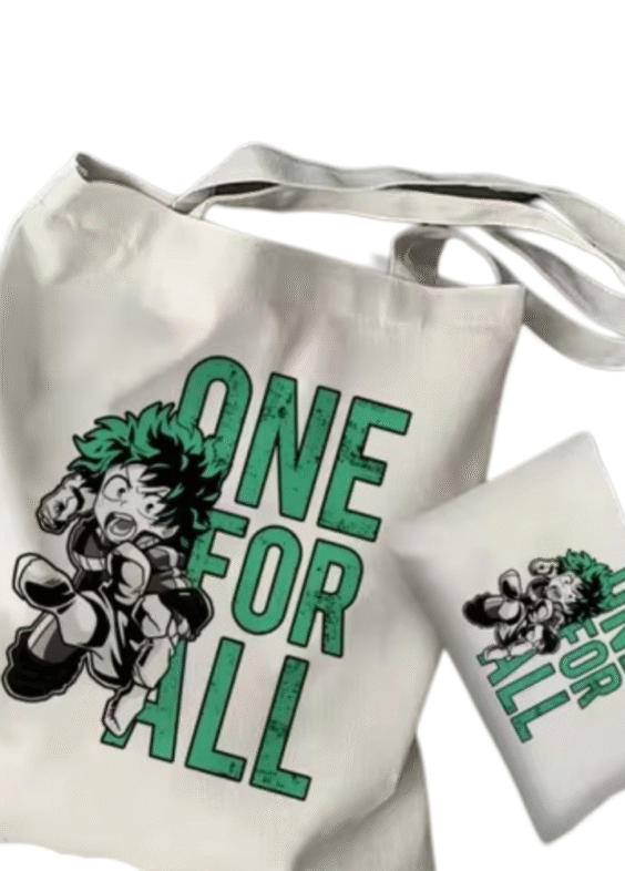 2Pcs My Hero Academia Izuku Midoriya Anime Tote Bag Set