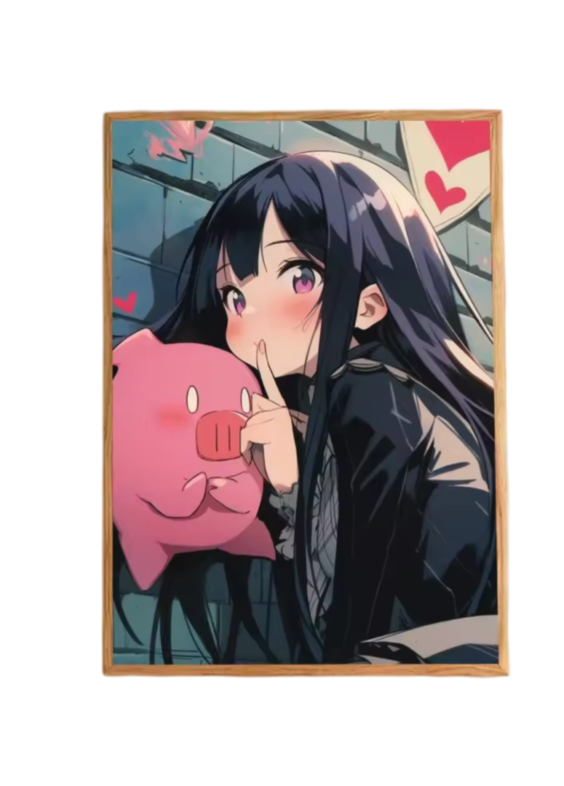 Accel World Anime Kuroyukihime With Pink Piggy Poster Wall Art