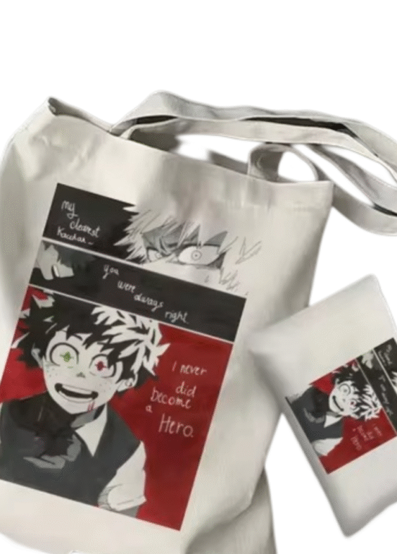 2Pcs My Hero Academia Anime Izuku Midoriya Tote Bag Set