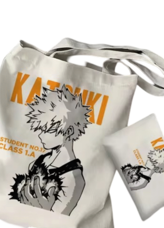2Pcs Katsuki Bakugo Anime Tote Bag Set