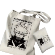 2Pcs My Hero Academia Katsuki Bakugo Anime Tote Bag Set