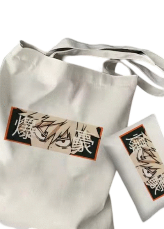 2Pcs Anime My Hero Academia Katsuki Bakugo Tote Bag Set