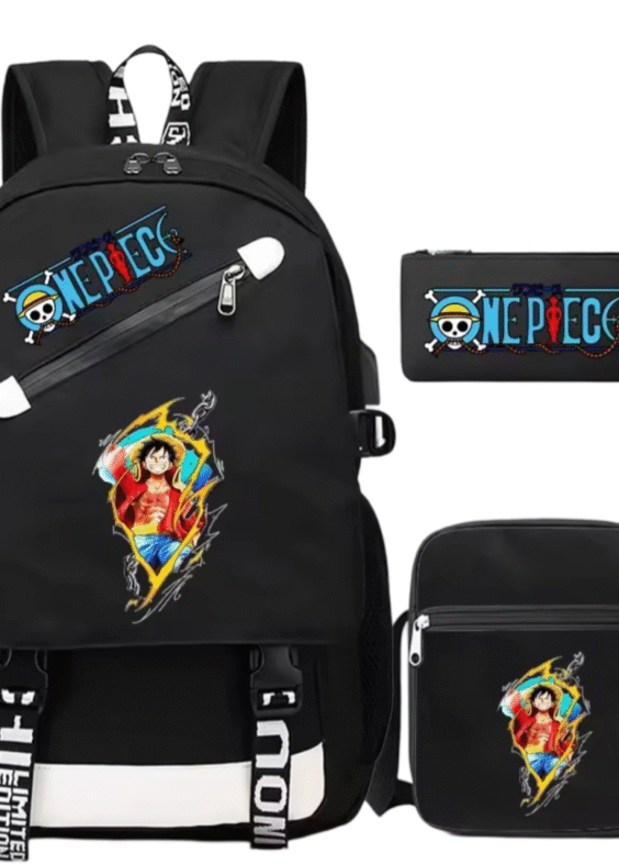 3Pcs/Set Anime One Piece Luffy Printed Backpack