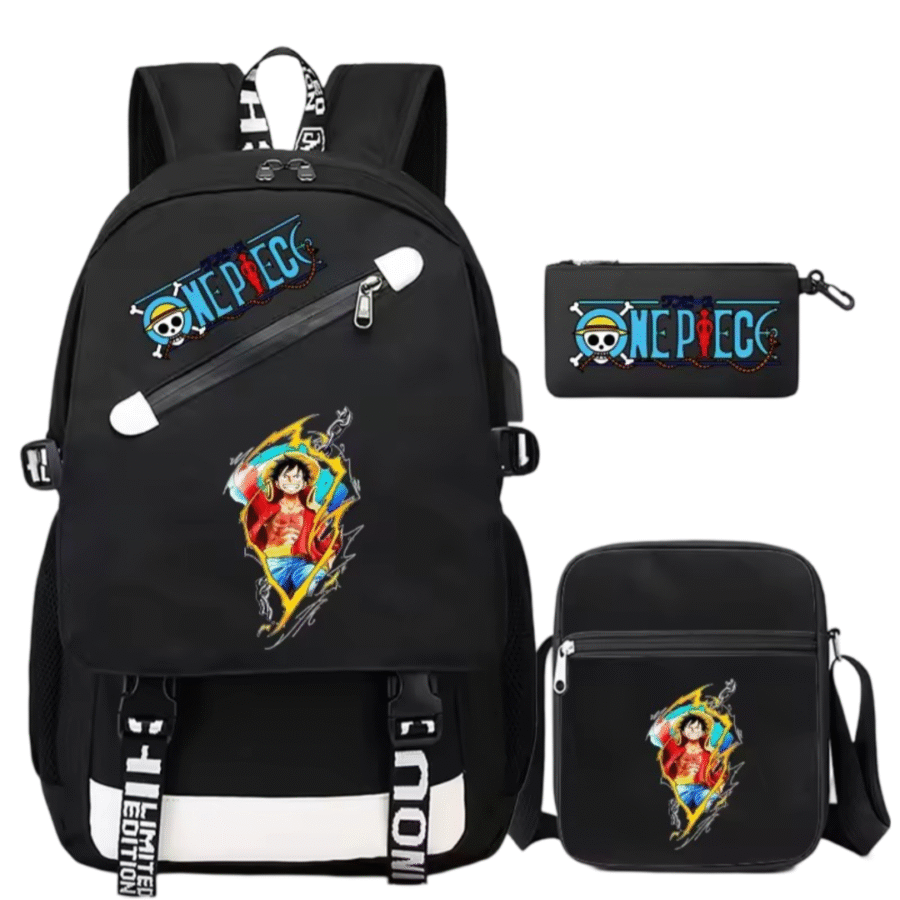 3Pcs/Set Anime One Piece Luffy Printed Backpack 3Pcs/Set Anime One Piece Luffy Printed Backpack