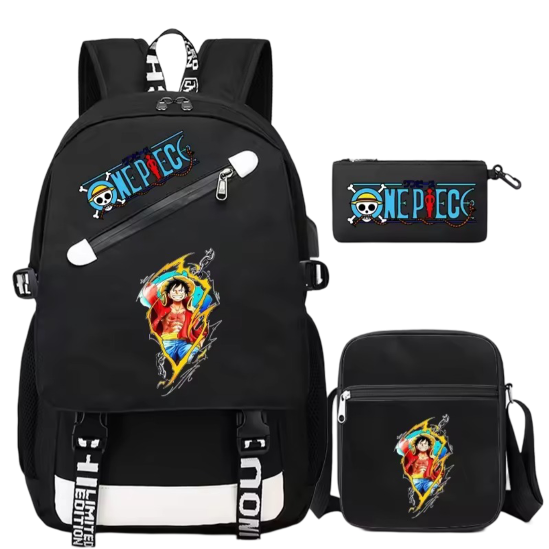 3Pcs/Set Anime One Piece Luffy Printed Backpack 3Pcs/Set Anime One Piece Luffy Printed Backpack
